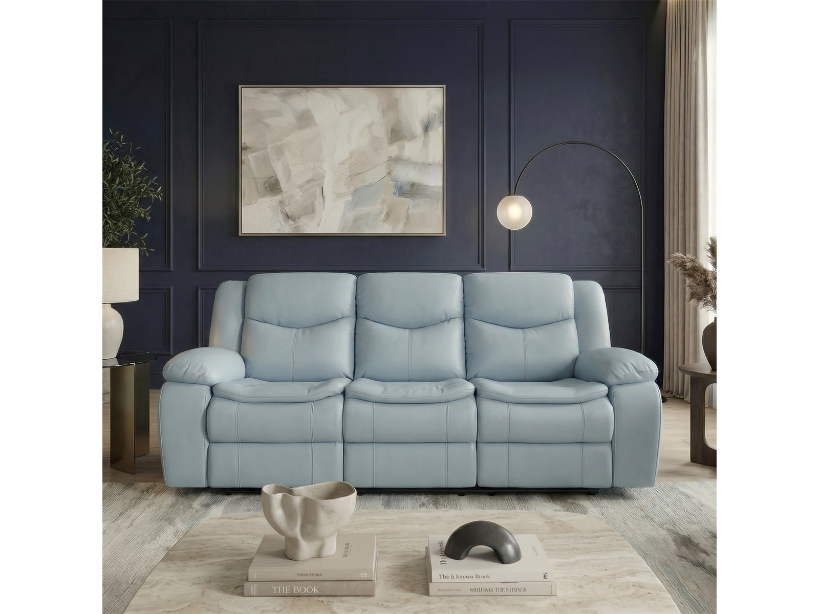Cordoba 3 seater recliner in blue air leather - Glyde-X, factory direct, Johannesburg