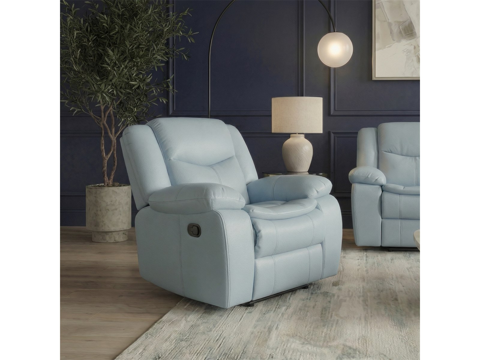Cordoba single recliner chair in blue air leather - Glyde-X, factory direct, Johannesburg