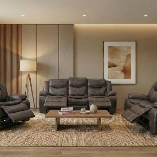 Cordoba 3 piece recliner lounge suite in brown air leather - Glyde-X, factory direct, Johannesburg