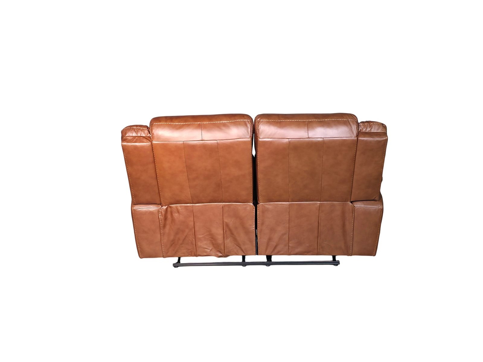 Cordoba 2 seater recliner in tan genuine leather - rear view, genuine leather on the back too