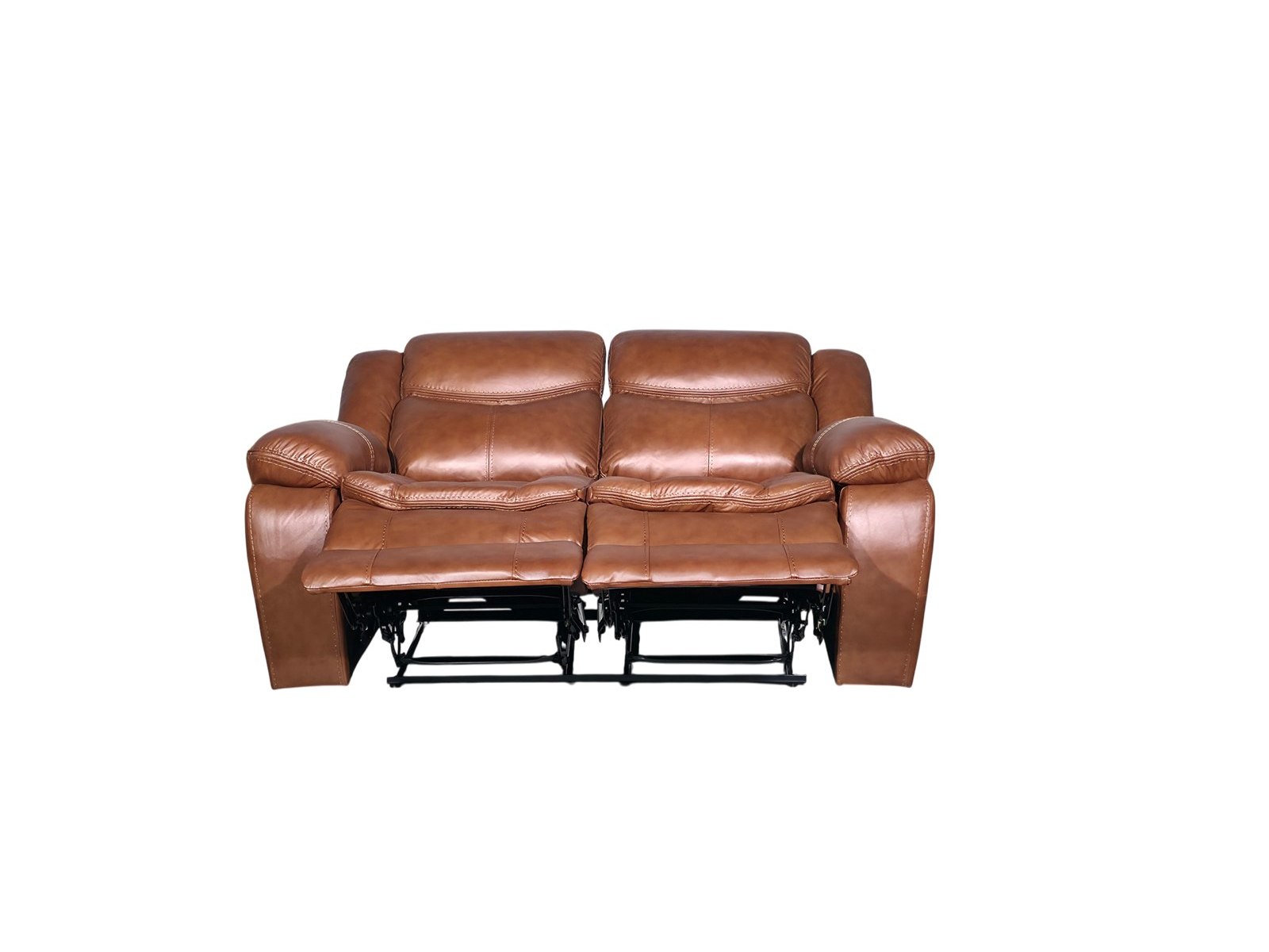 Cordoba 2 seater recliner in tan genuine leather - both seats fully reclined