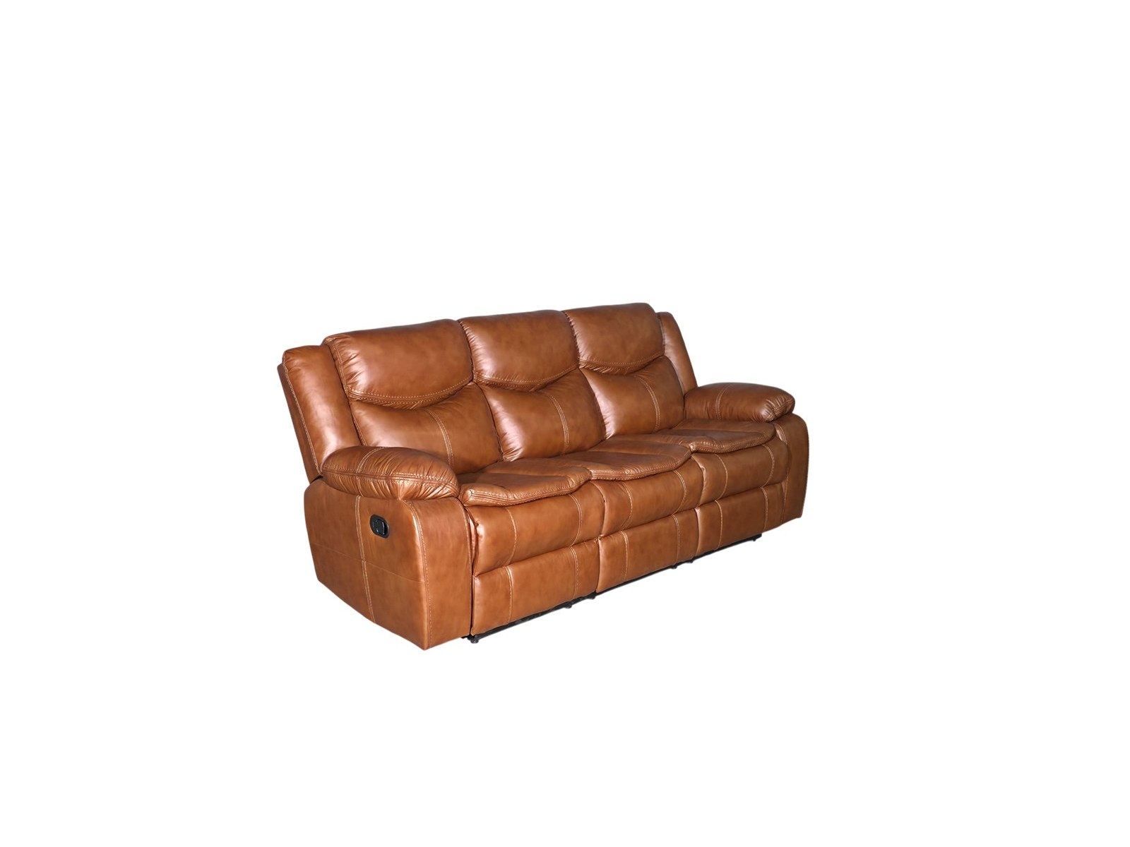 Cordoba 3 seater recliner in tan genuine leather - three quarter view