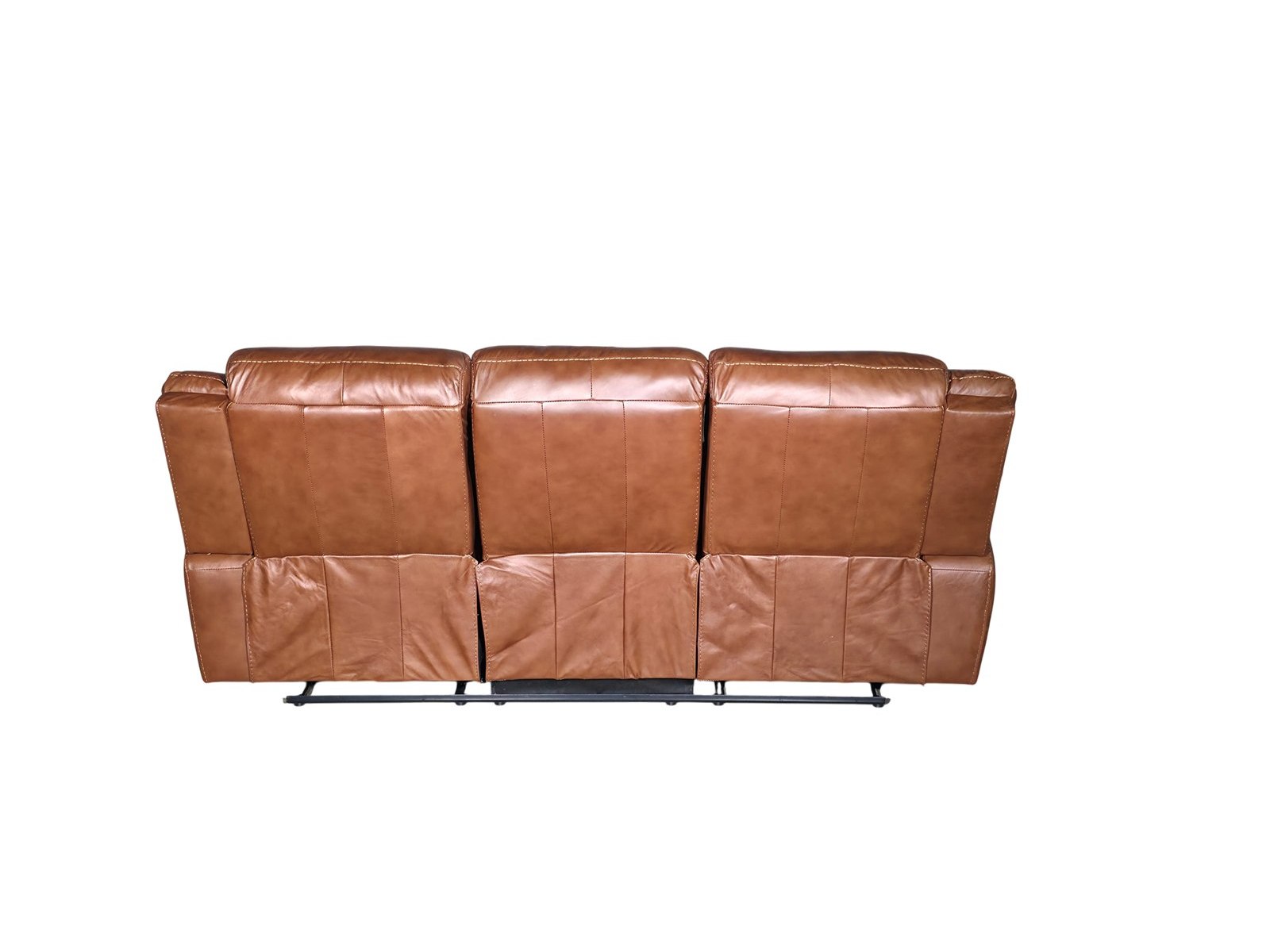Cordoba 3 seater recliner in tan genuine leather - rear view, genuine leather on the back too