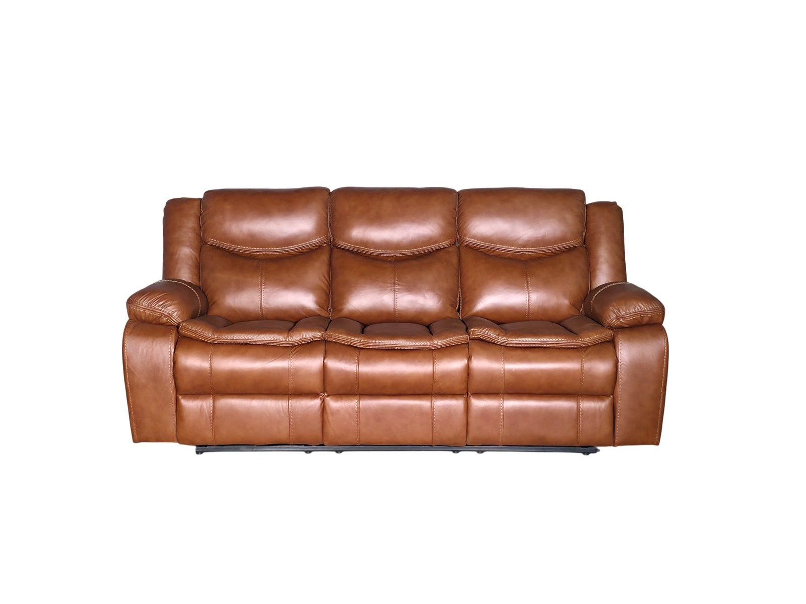 Cordoba 3 seater recliner in tan genuine leather - upright