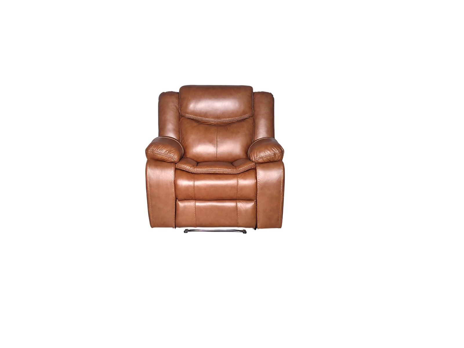 Cordoba single recliner chair in tan genuine leather - upright