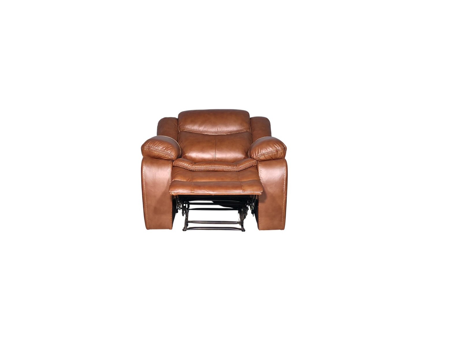 Cordoba single recliner chair in tan genuine leather - fully reclined