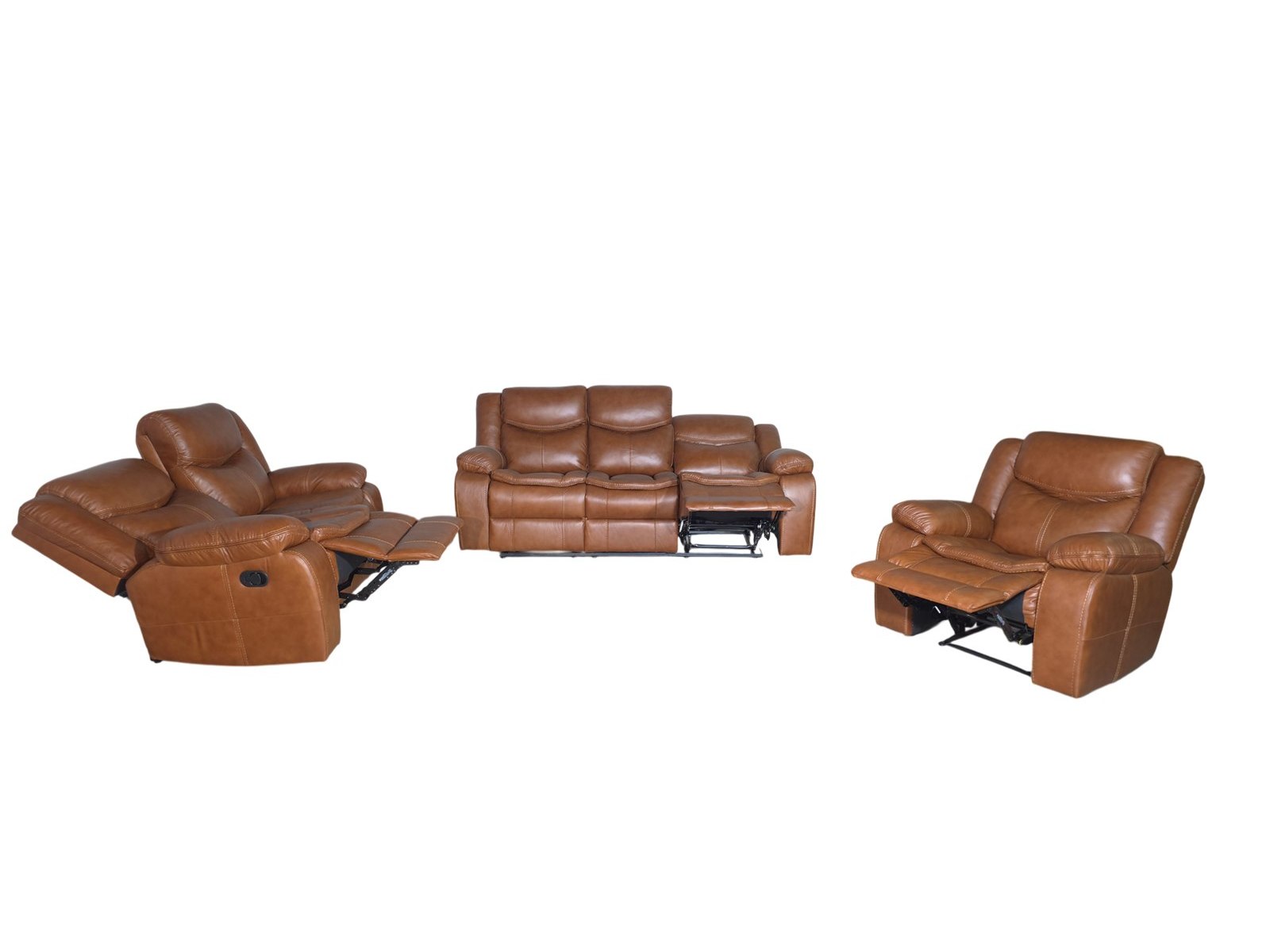 Cordoba 3 piece recliner lounge suite in tan genuine leather - full set