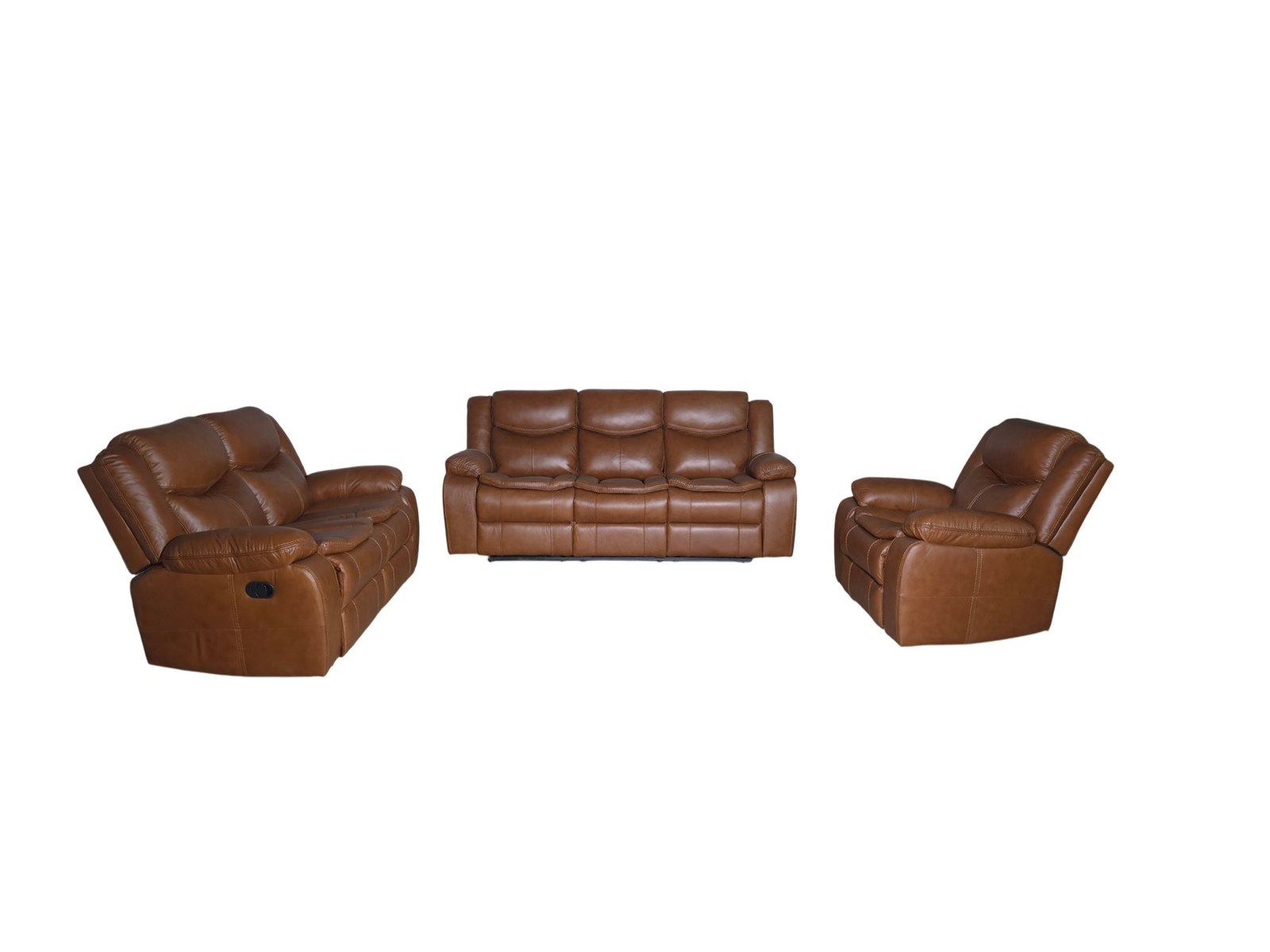 Cordoba 3 piece recliner lounge suite in tan genuine leather - all three pieces