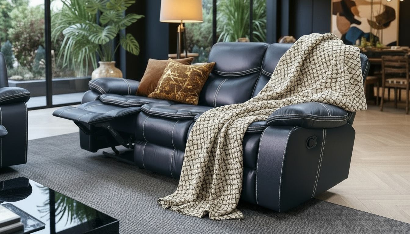 Glyde-X Cordoba recliner suite in black, with the footrest raised